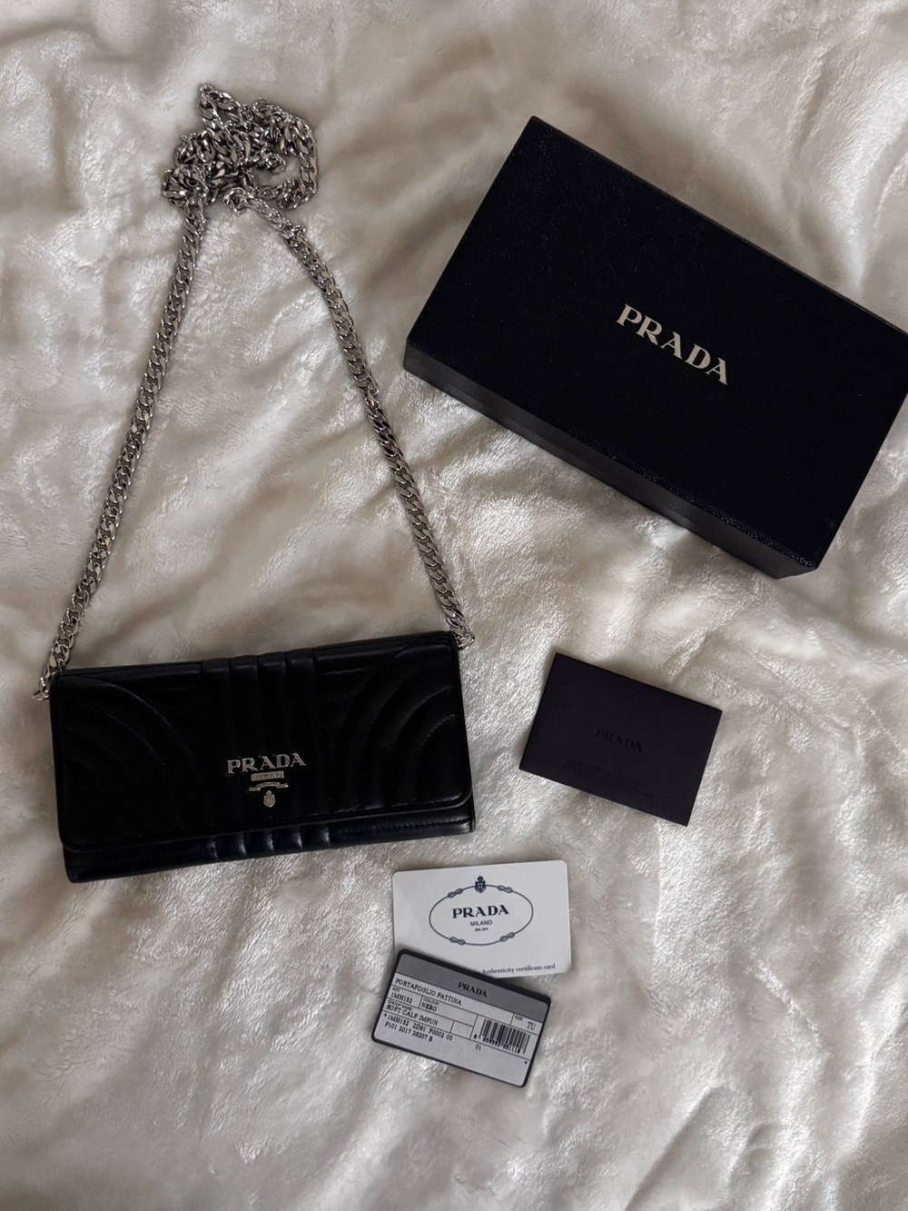 Authentic Prada Black Quilted Leather Chain Crossbody